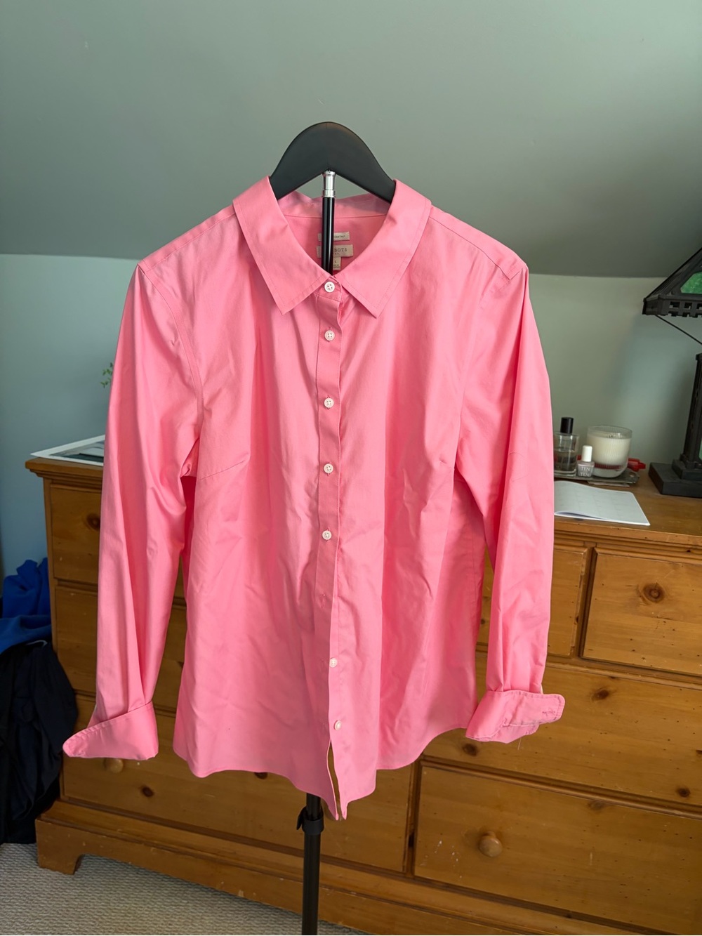 Talbots Wrinkle Resistant Classic Button-Down Shirt in Pink, size L